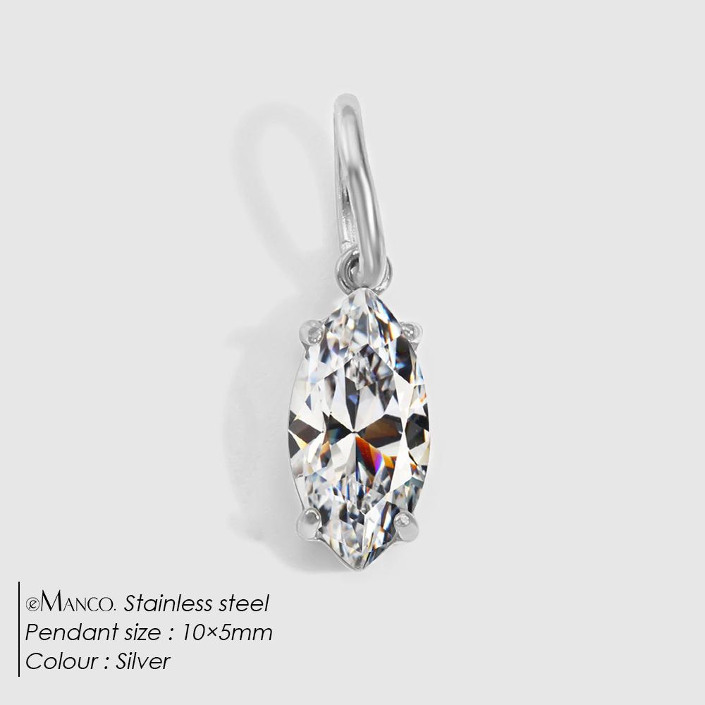 eManco 4 /6/8/10MM Stainless Steel Zircon Geometric Shape Charms Pendants Jewelry Making Supplies Diy Findings Accessories