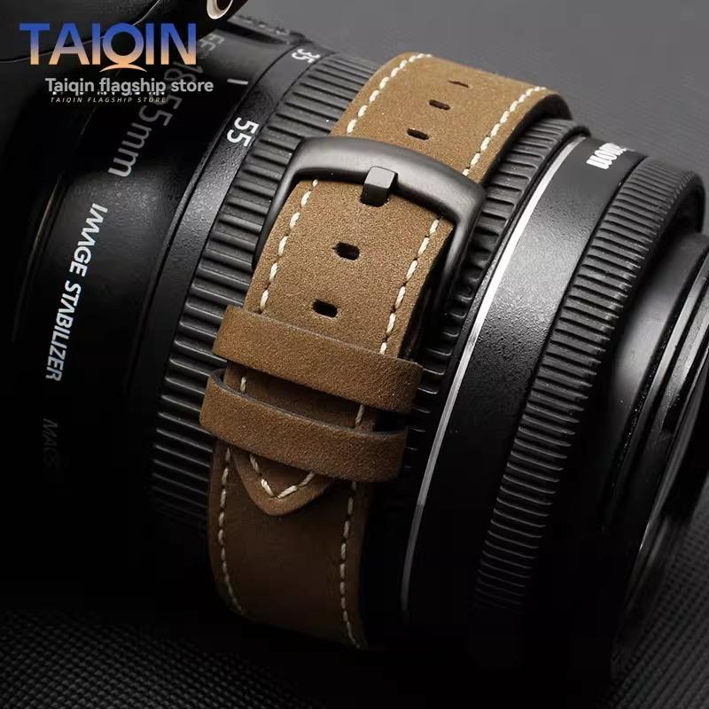 For Timex T49905 T49963 T49953 TW4B01900 Series Genuine Leather Strap Men's Frosted Cowhide Bracelet 20mm 22mm Black Brown