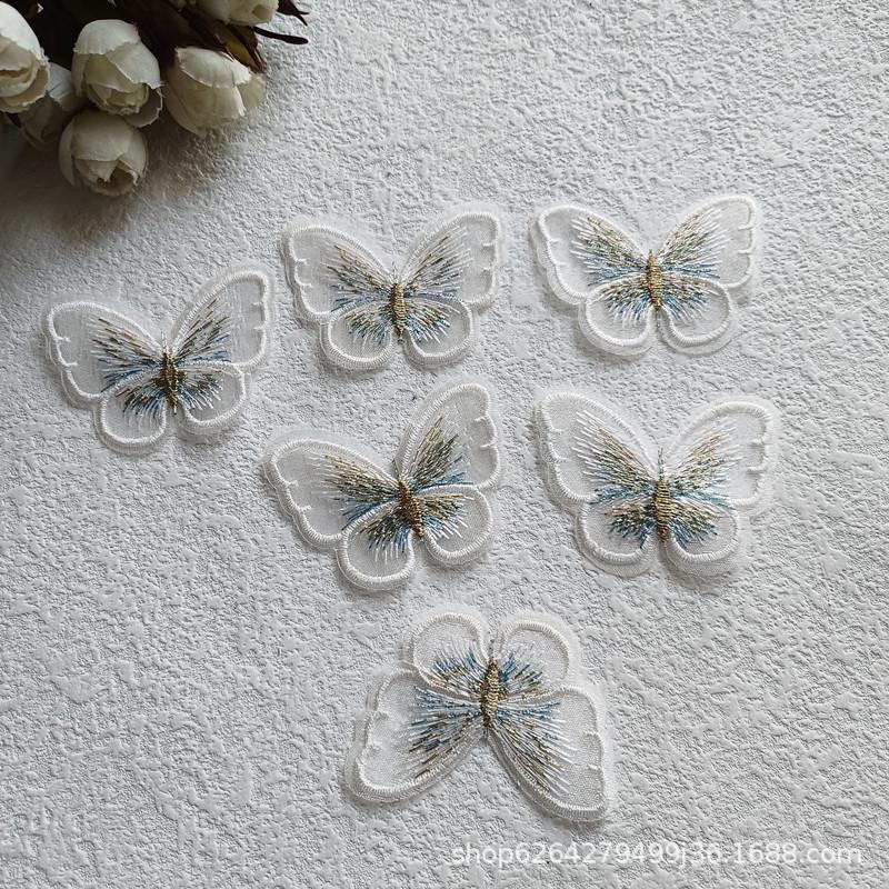 5.5cm Organza Butterfly Embroidery Patch for DIY Hair Clips, Headdress, and Hanfu Repair Decoration F246