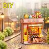 DIY 3D Wooden Mini House Puzzle Toy Fridge Magnet Handmade Animals Shop Creative Assembly Model Kit Home Decor Gifts for Friends