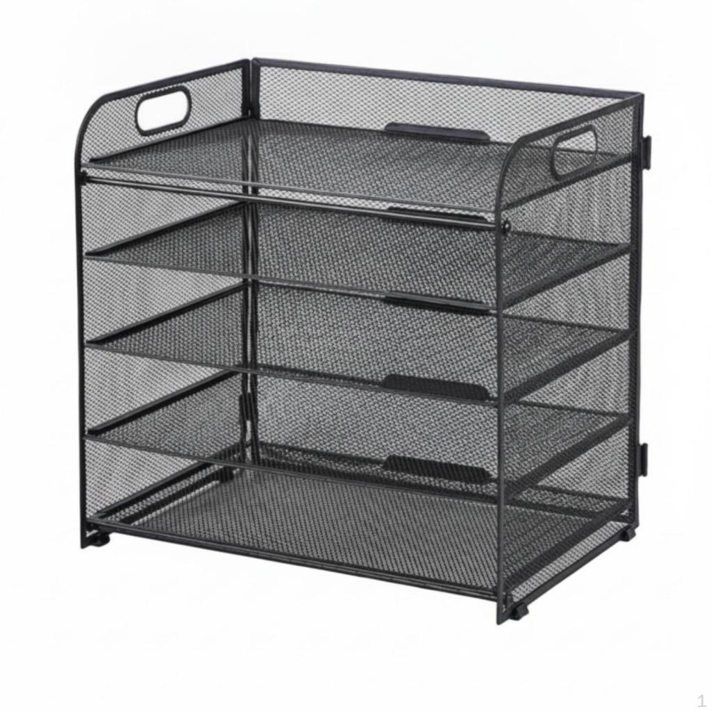 Desk Organizer with Pullout Trays Desktop Mesh File Holder Handles Foldable