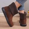 Women's Knitted Short Boots Fashion 2026 Winter Warm Flat Bottom Warm Autumn Shoes Round Toe Casual Shoe Women Boots Botas Mujer