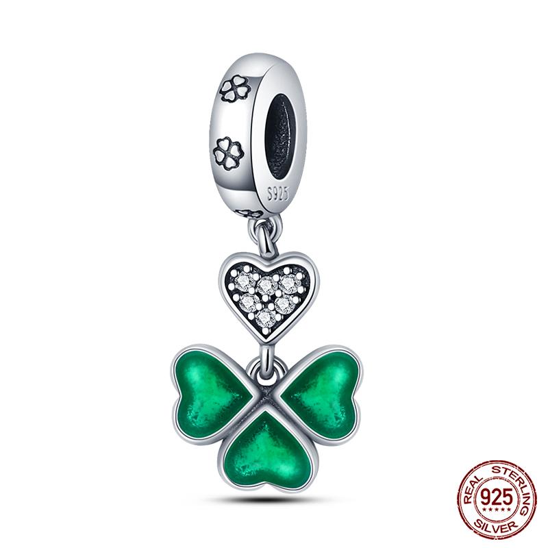Copper Tree Of Life Four-Leaf Clover Green Series Charms Beads Fit Qikaola Original Bracelet Diy Jewelry Making