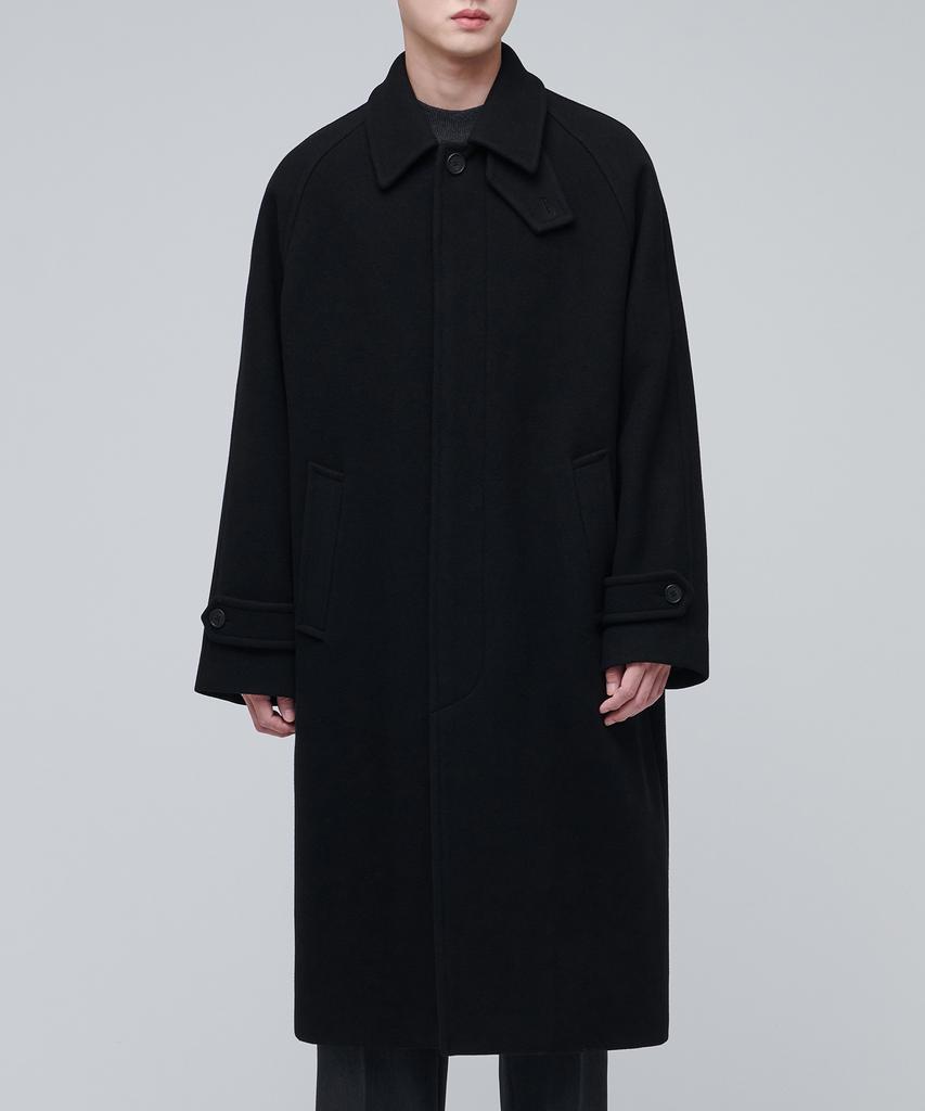 Musinsa Standard Cashmere Blend Oversized Balmacaan Coat [Black]