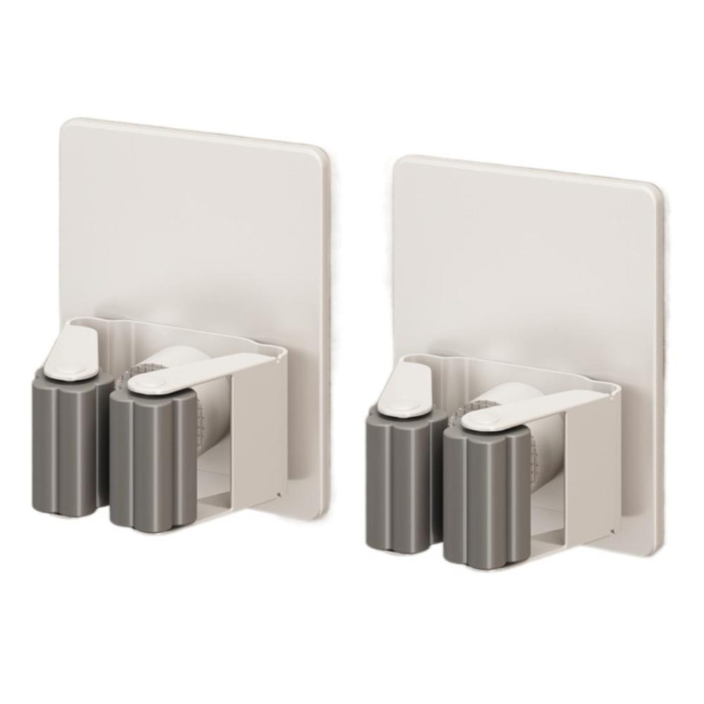 2Pcs Rust-Proof Wall Mounted Broom Stand Space Saving Mop Storage Clamp Mop Clip Rack  Household