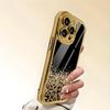 Leopard print black gold sparkling glass phone case suitable for iPhone17 16 15 14 13 12 11Pro/Max/Plus anti drop and shockproof