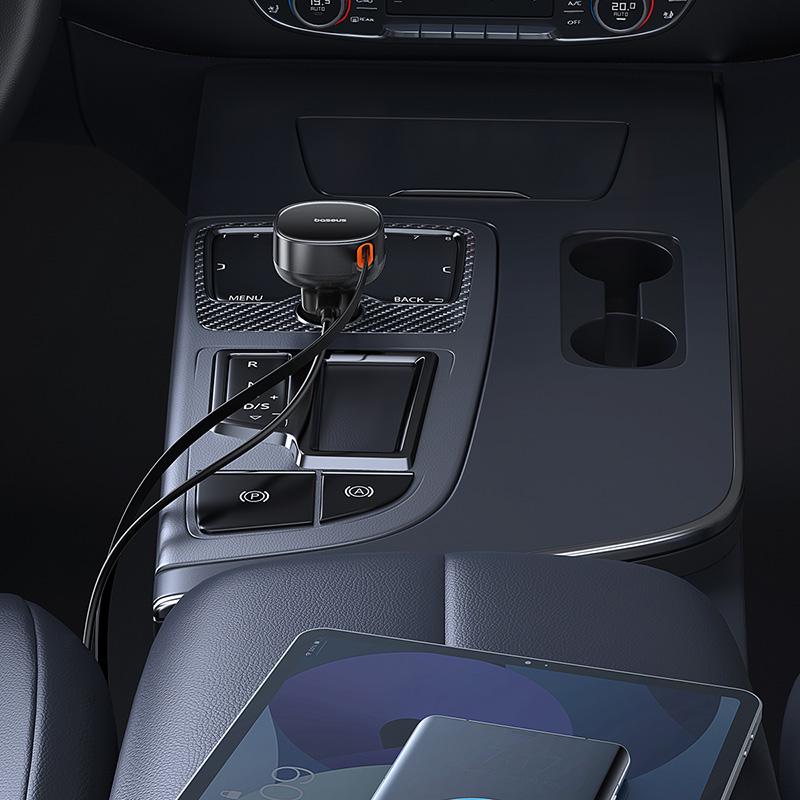 Enjoyment Pro Car Charger with Retractable USBC Cable 60W Black