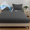 New Skin Friendly Waterproof Bed Hat Solid Color Single Bed Cover Fitted Sheet With Elastic 160X200 200X220 Double Size Bedding