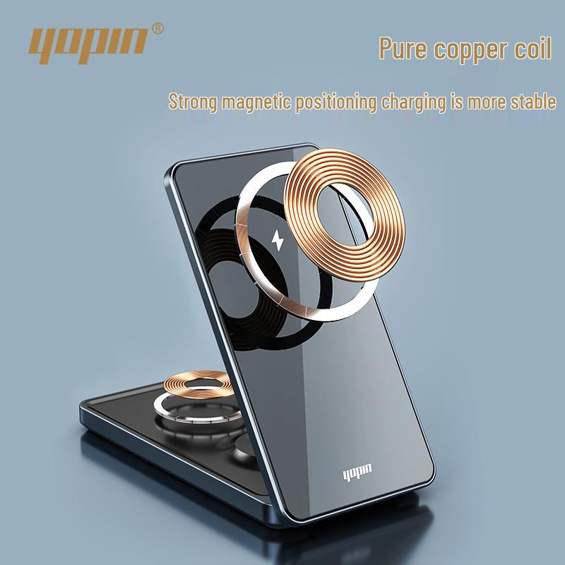 3-in-1 Faltbarer MagSafe Kabelloser Ladeständer für iPhone, Watch und Ohrhörer