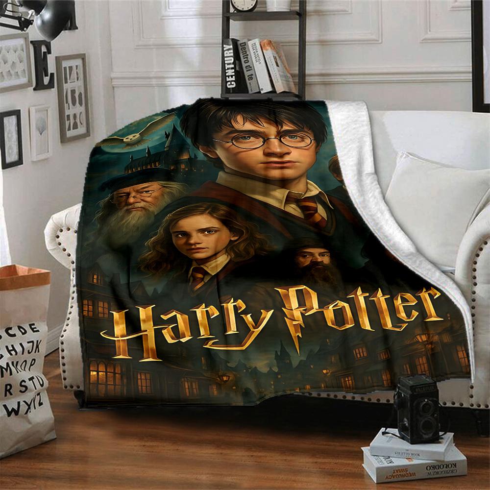 1pc Harry Potter Flannel Throw Blanket - HD Printed Lightweight Soft Warm All-Season Blanket for Sofa, Bed, Travel, Camping 112
