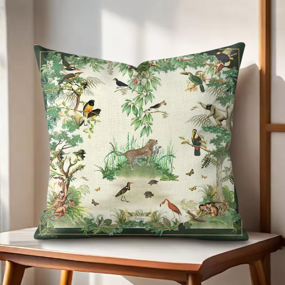 

Green retro flowers Cushion Cover Natural Linen Organic Fabric DoubleSided Printing Couch Pillow Covers Home Decor 30x30cm
