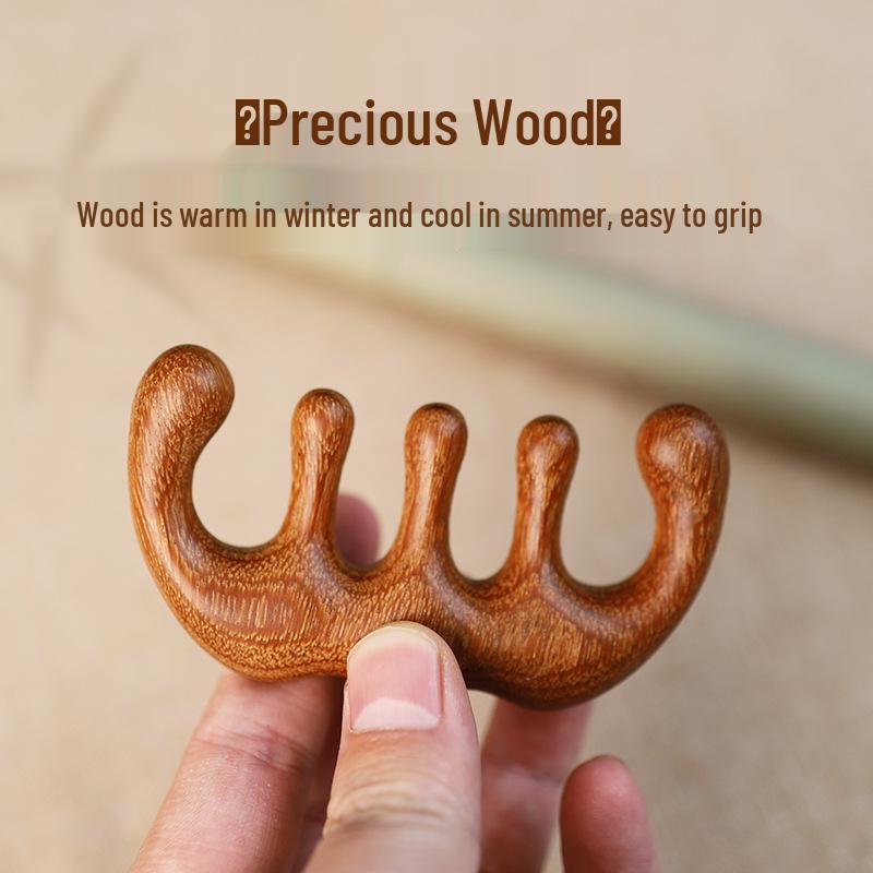 

Portable Dragon Phoenix Sandalwood Meridian Massage Comb - Small, Thick Wide Teeth for Head Massage