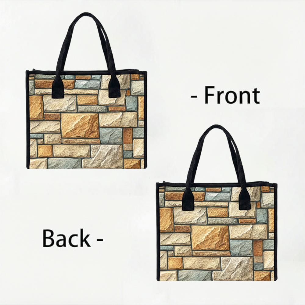 Stone Texture Pattern Tote Bag for Women Daily Use Fashionable Casual Large Capacity Handbag