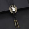 Western Cowboy Bolo Tie with Enamel Eagle Pendant Vintage Adjustable Leather Cord Necktie Necklace for Men and Women