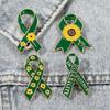 Sunflower Ribbon Brooch Metal Badge Pin for Charity Event Participants and Fashion Lover of All Ages Clothing Decors