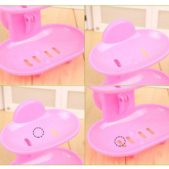 Bathroom Double-Layer Suction Wall-Mounted Soap Dish Soapbox Drying Holder Shelf