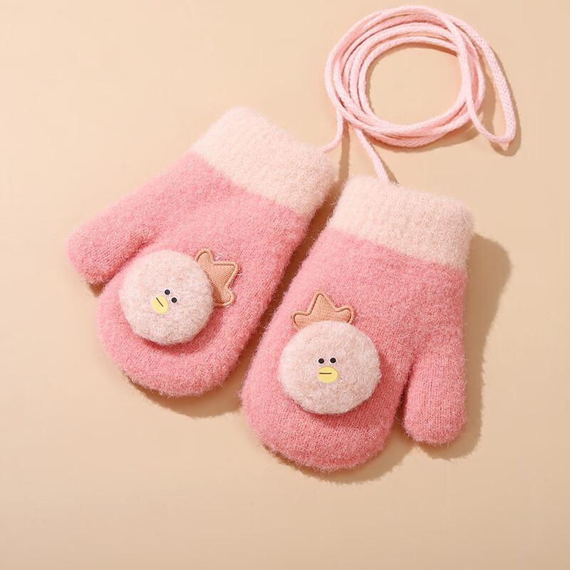 Tingbai Kids  Winter Warm Fleece-Lined Cartoon Gloves & Neck Warmer Set