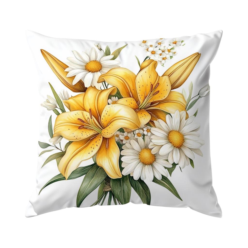 Yellow Floral Pattern Pillowcase Printed Polyester 40/45/50cm Throw Pillowcover Decorative Sofa Cushion Pillowslip Home Decor