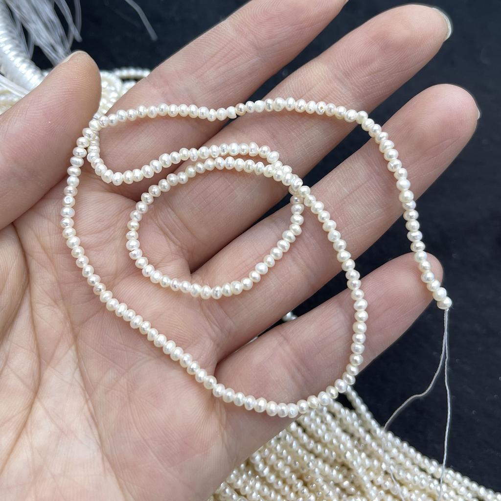 1 Strand Natural White Potato Freshwater Pearl Beads 2-2.5mm 36cm Tiny Side Drilled Mini Loose Pearls For DIY Bracelet Necklace Jewelry Making
