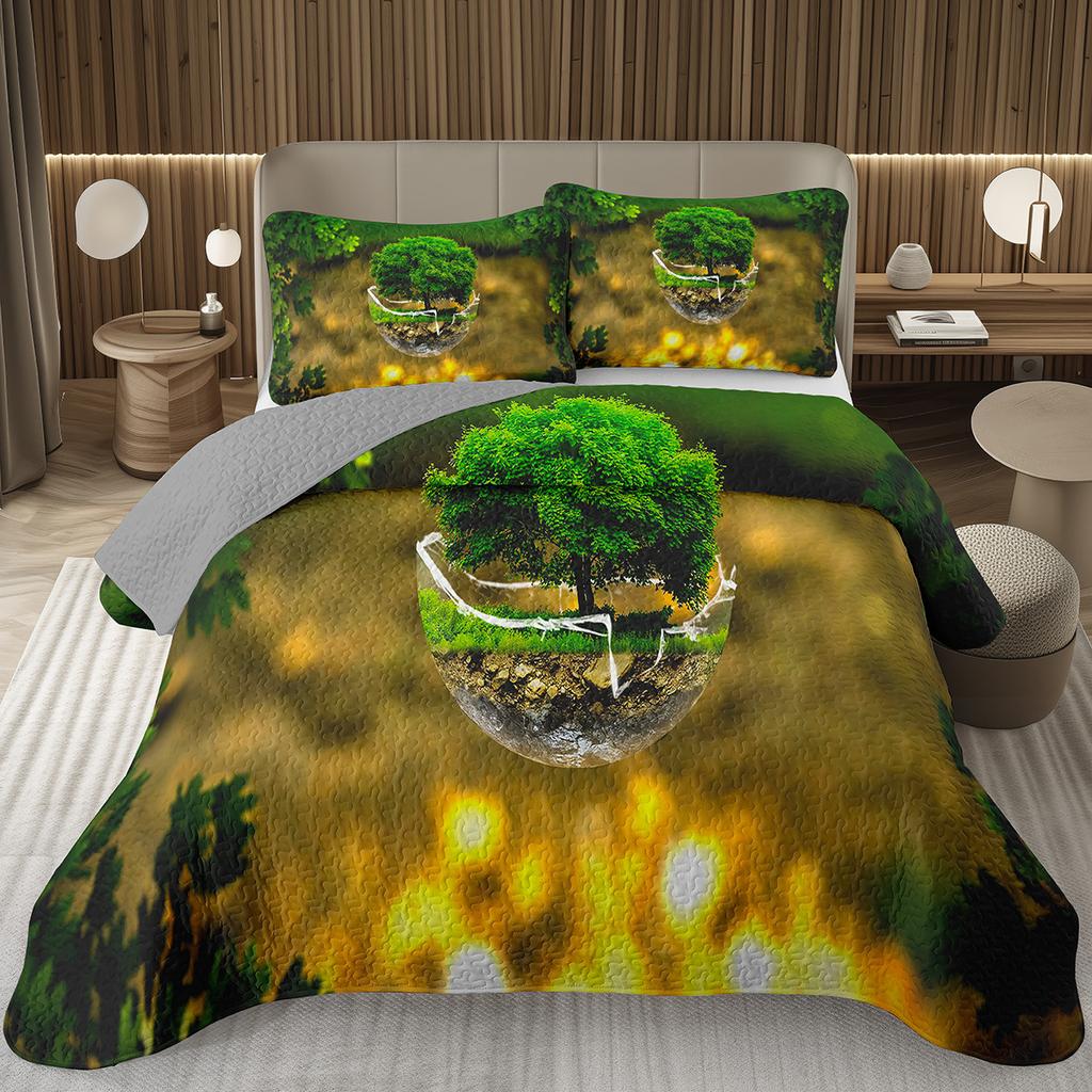 Spring Garden Plant Flower Bedspread Sets Botanical Floral Coverlet Twin Full Queen King Rustic Farmhouse Quilted Bedding Set