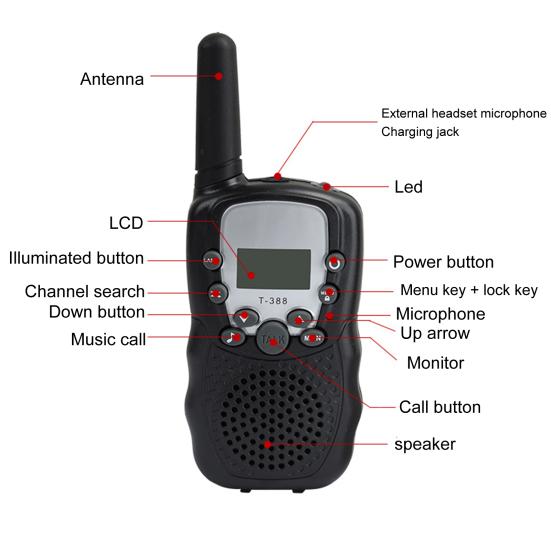 2Pcs BF-T3 Walkie Talkie Mini Portable Long Range Two Way Radio Kids Birthday