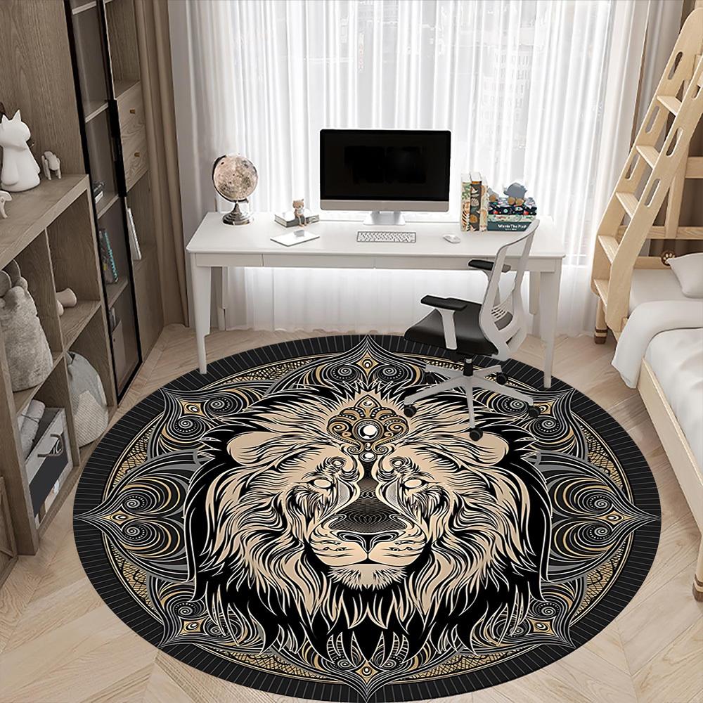 1PC Lion Mandala Pattern Chair Carpet for Office, Indoor Non-Slip Washable Carpet, Soft Comfortable Mat For Office Room Yy250930295