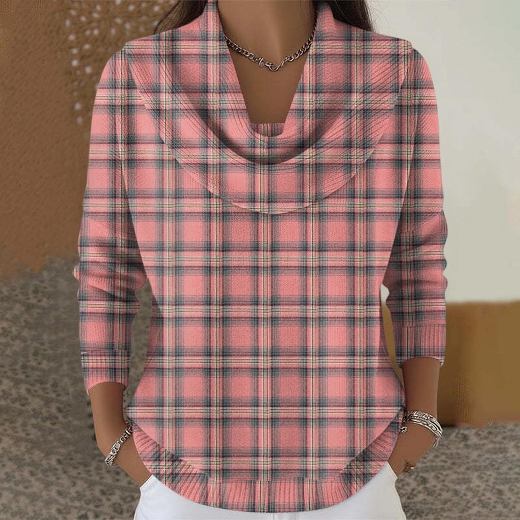 Women's Casual And Fashionable Round Neck Long Sleeved Printed Top Sweater