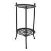 50cm Double Layer Plant Stand Iron Multifunctional Flower Rack Flower Shelf for Balcony Entryway Garden Black