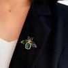 Vintage Retro Bee Rhinestone Brooch Women Crystal Insect Champagne Corsage Party Dress Jewelry