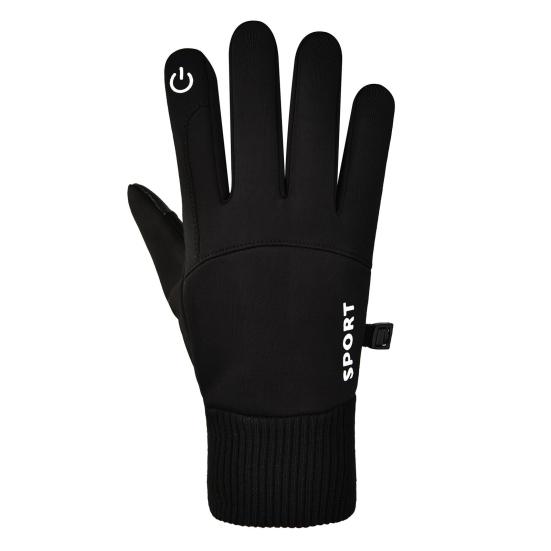 1 Pair Unisex Gloves Fleece Lined Touch Screen Windproof Solid Color Waterproof Cycling Fishing Skiing Gloves for Outdoor