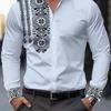 Men's Elegant 3D Printed Long Sleeve Shirts Turn Down Collar Party Casual Camisas Hombre Plus Size Streetwear Fashion Blouse