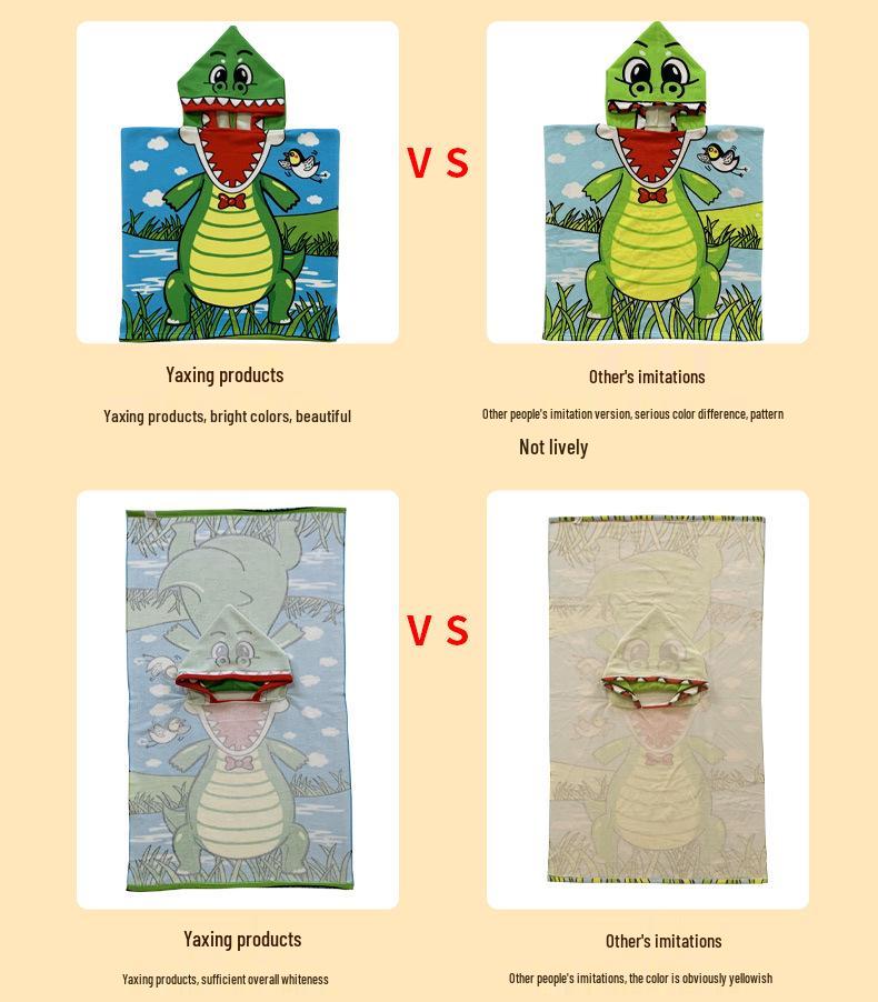 Kids' Cartoon Hooded Bath Towel & Beach Cape - Large Absorbent Bathrobe Cloak