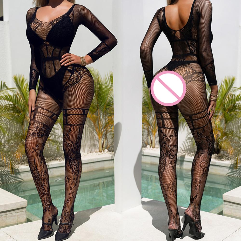 Kadın Balık Ağı Bodysuit Giysileri Erotik File Şeffaf Tayt İç Çamaşırı Kostümü Seksi Balık Ağı Vücut Çorabı Bayan Bodysuit