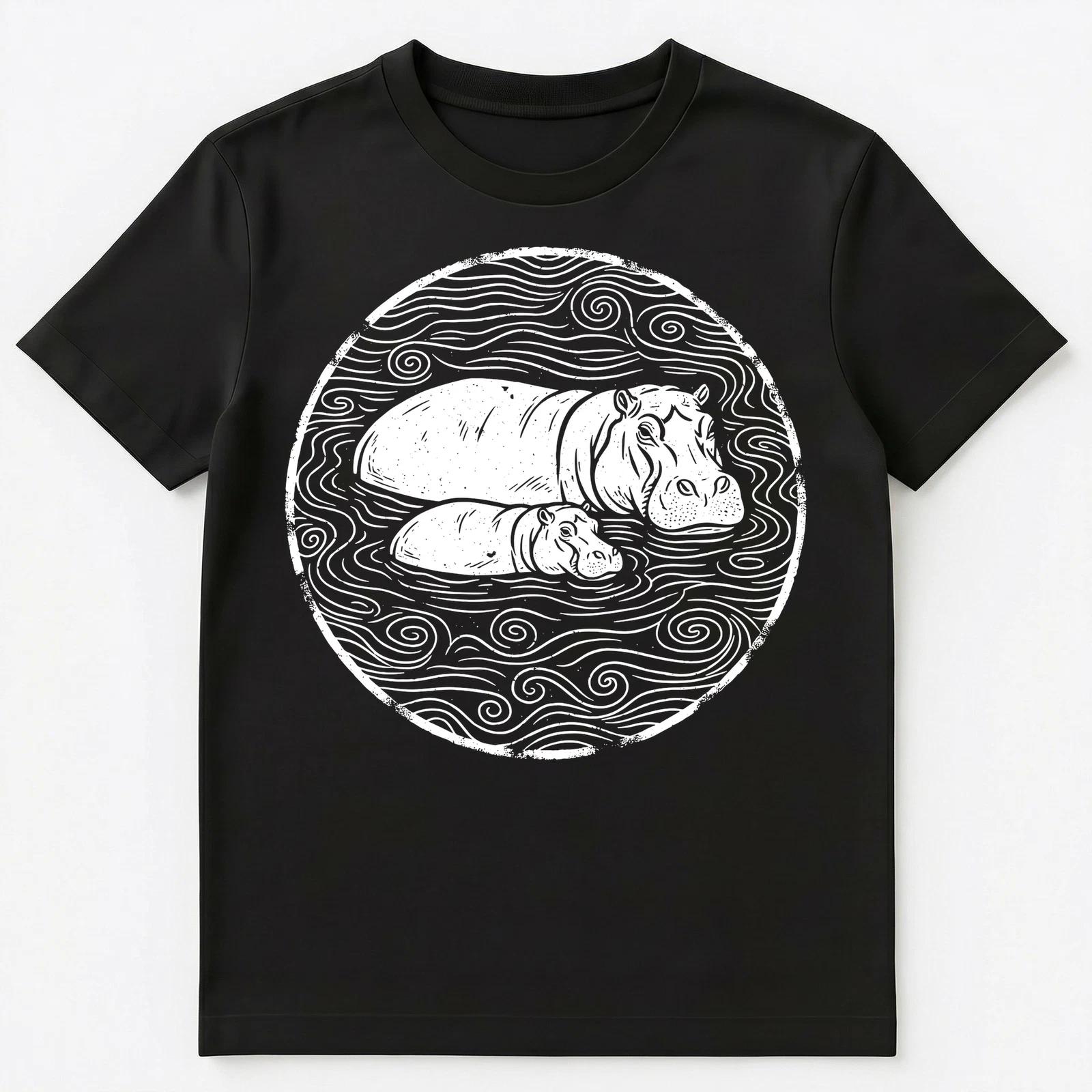 

Hippo Lover Mother Baby Wildlife Unisex T-Shirt L