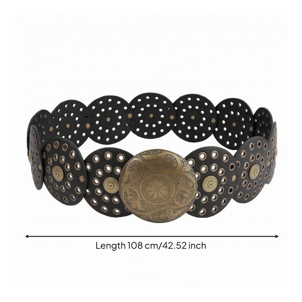 Faux Leather Belt Grunge with Ornamental Buckle Goth for Festivals