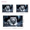 2D Wildlife White Tiger Backdrop 2D Icy Cave Blue Eyes Photo Background for Themed Shoot