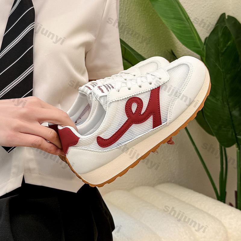 Fashion Women Shoes 2025 Summer New Fashion Comfort Height Increase Lace-up Sewing Casual Shoes Breathable Mesh Non Slip Women Sneakers