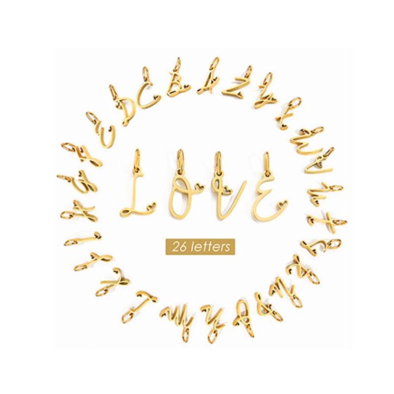 Personalized Initial Letter Alphabet Pendant Stainless Steel Accessories For Diy Necklace Bracelet Jewelry Making Charm Gifts