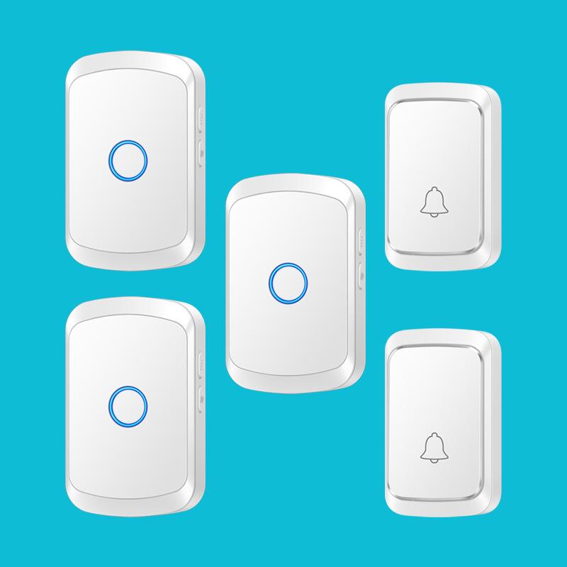 Wireless Long-Distance Smart Doorbell for Home & Elderly - No Drill, Three-in-One Design. белый