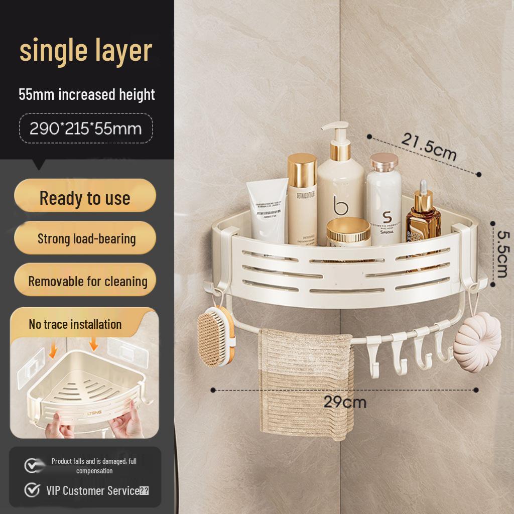 No-Drill Triangle Bathroom Wall-Mounted Shelf