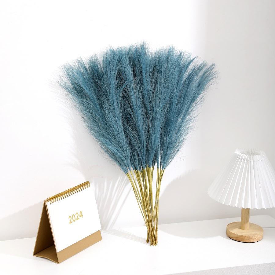 10Pcs Faux Pampas Grass Artificial Reed Fluffy Fake Plants Bouquet For Boho Wedding Home Vase Decor
