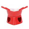 Heart Shaped Chocolate Fondue Mug Set Ceramic Sweet Fondue Cup with Forks and Candle Red White 350ml