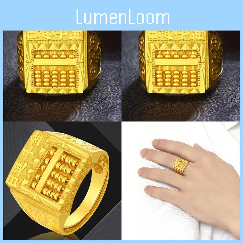Contemporary Brass Minimalist Gold Plated Abacus Ring For Mens Collection Jewelry