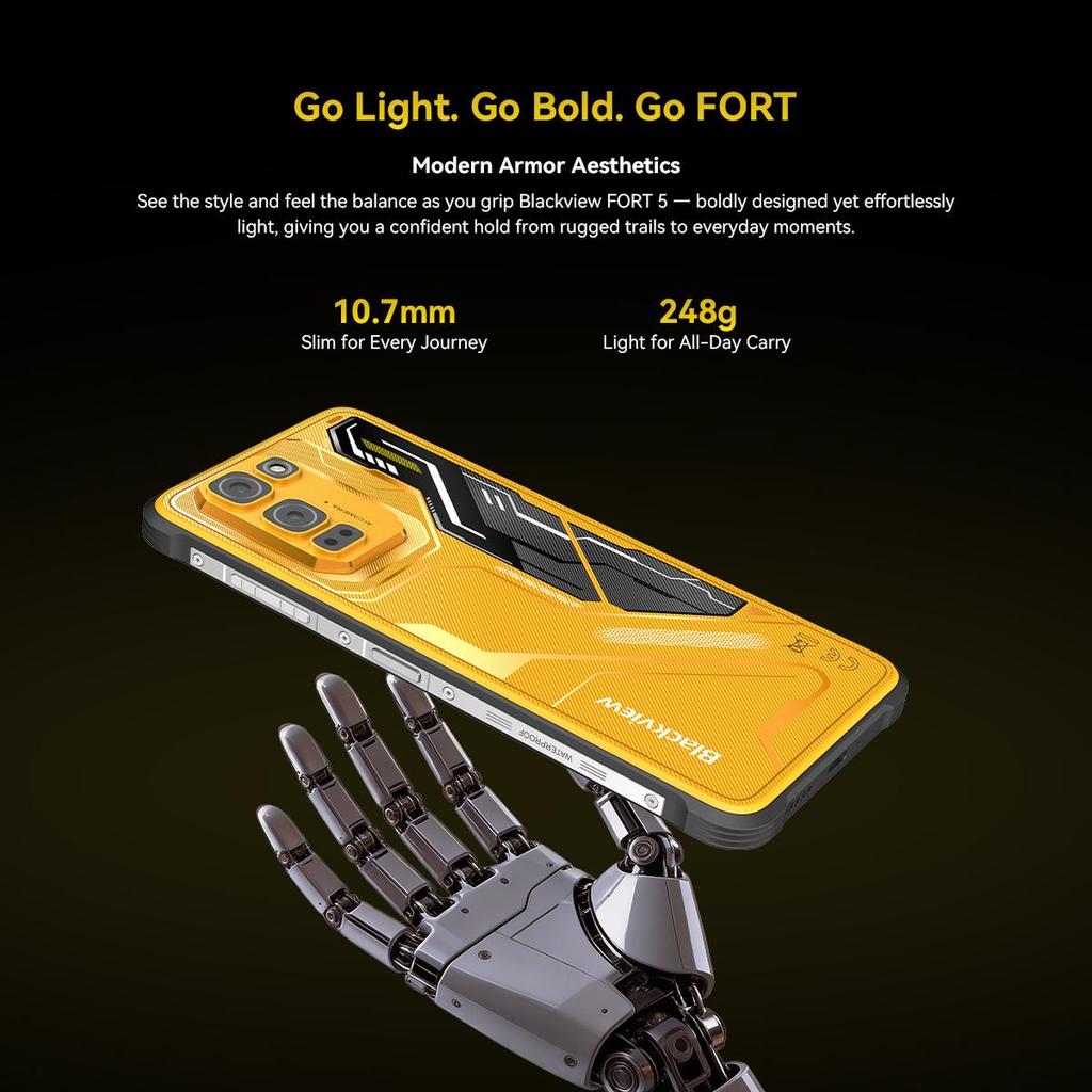 Blackview Fort 5 Android 16 Rugged Smartphone, 36GB RAM + 256GB ROM Smartphone 5000mAh/33W, 6.78”IPS 120Hz, 108MP+13MP Night Vision, NFC/IP68/IP69K