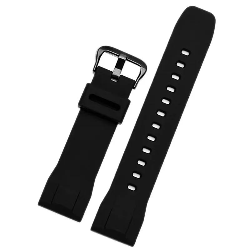 Černé a modré doplňky řemínku pro Casio PRG-650 PRW-6600Y-1A9 PRG600 / 610 silikonový řemínek vodotěsná náhrada gumová 24mm