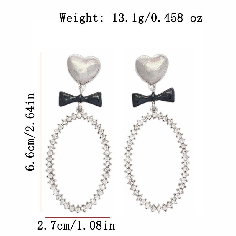 Módní design Přehnaný temperament Francouzské oválné náušnice s mašlí lásky Dámské