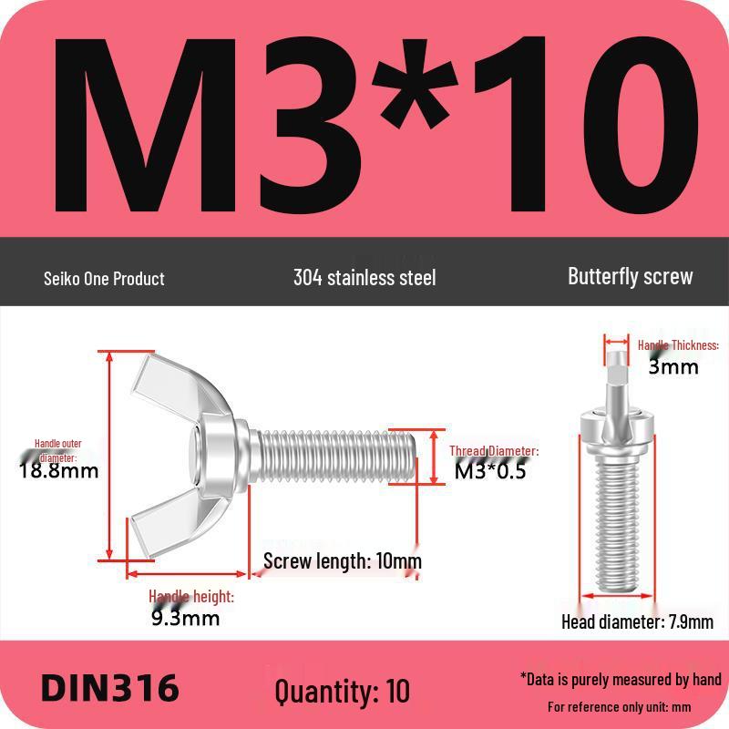 304 Stainless Steel Hand-Tightening Butterfly Weld Screws - Ram Horn M4 M5 M6 M8