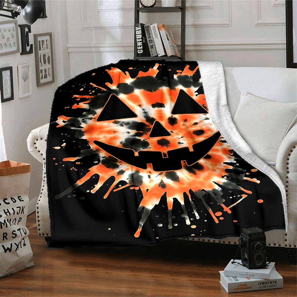 1pc Pumpkin Halloween Blanket, Lightweight Flannel Throw Blanket for Sofa, Bed, Travel, Camping, Living Room, Office, Couch, Chair, and Bed