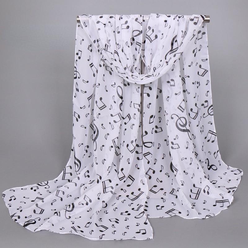 1PC Women Lady Musical Note Chiffon Neck Scarf Shawl Muffler Scarves Fabulous Elastic Beautiful Scarves