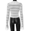 Y25TP289 Women's Solid Color Lace Trim Lace-Up Long Sleeve Top - European & American Style for Summer & Autumn